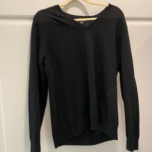 Lord and Taylor Merino Wool Black V neck Sweater, Size XL